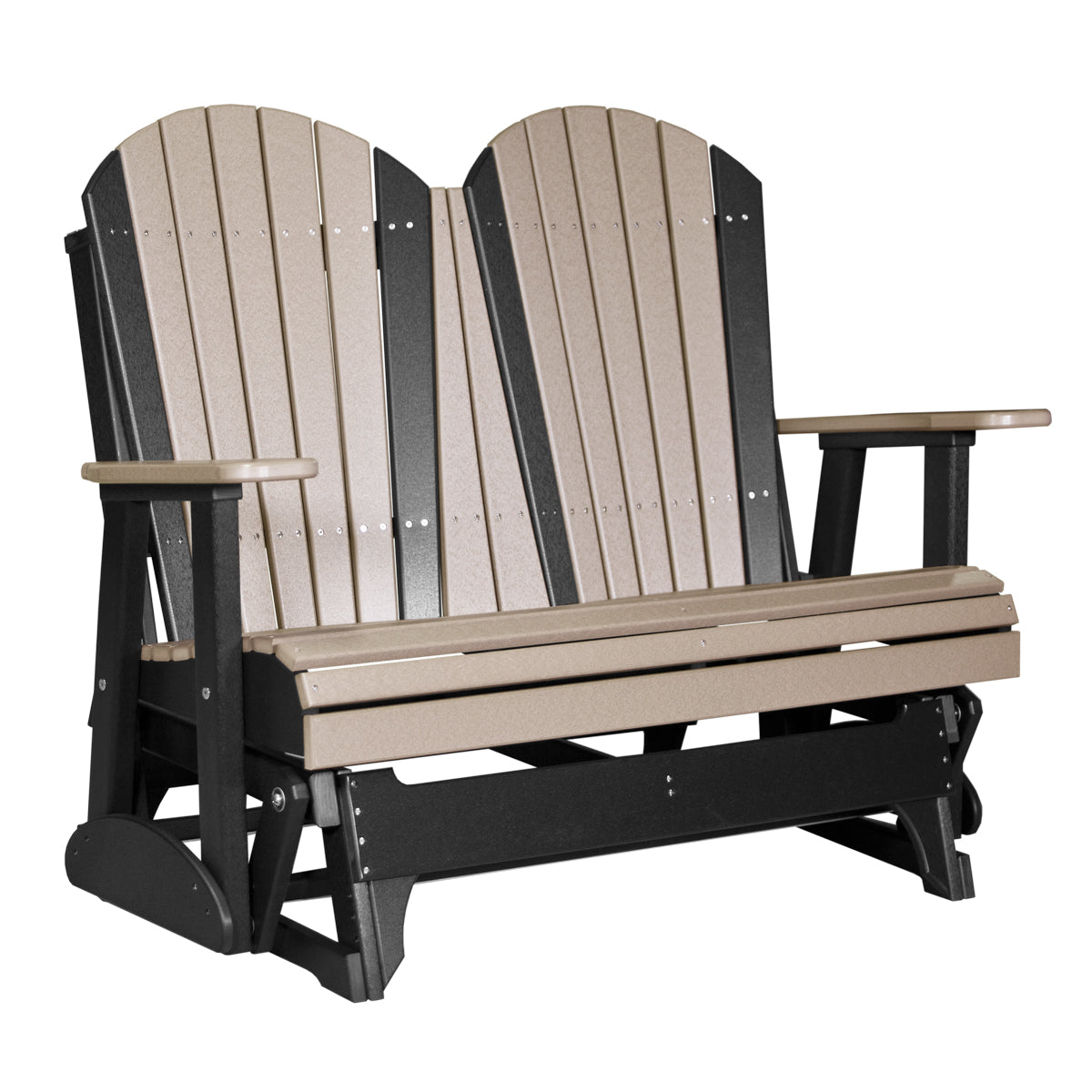 4 ft and 5ft Adirondack Glider Outdoor Glider 4ft / Weatherwood &amp; Black