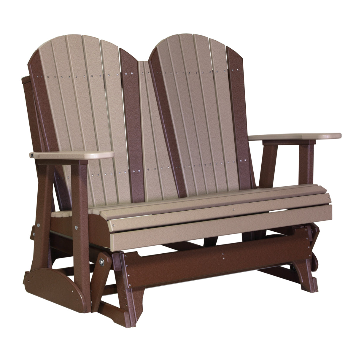 4 ft and 5ft Adirondack Glider Outdoor Glider 4ft / Weatherwood &amp; Chestnut Brown