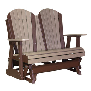 4 ft and 5ft Adirondack Glider Outdoor Glider 4ft / Weatherwood & Chestnut Brown
