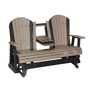 4 ft and 5ft Adirondack Glider Outdoor Glider 5ft / Weatherwood & Black