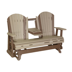 4 ft and 5ft Adirondack Glider Outdoor Glider 5ft / Weatherwood & Chestnut Brown