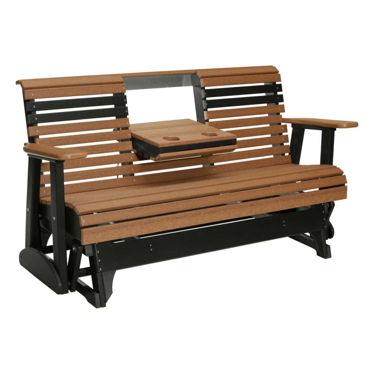 5ft Plain Poly Glider Chair Outdoor Glider 5ft / Antique Mahogany &amp; Black