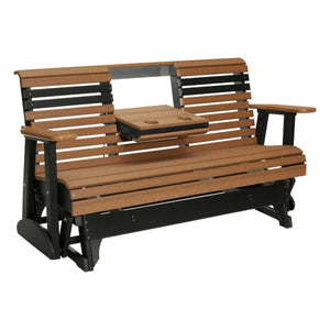 5ft Plain Poly Glider Chair Outdoor Glider 5ft / Antique Mahogany & Black