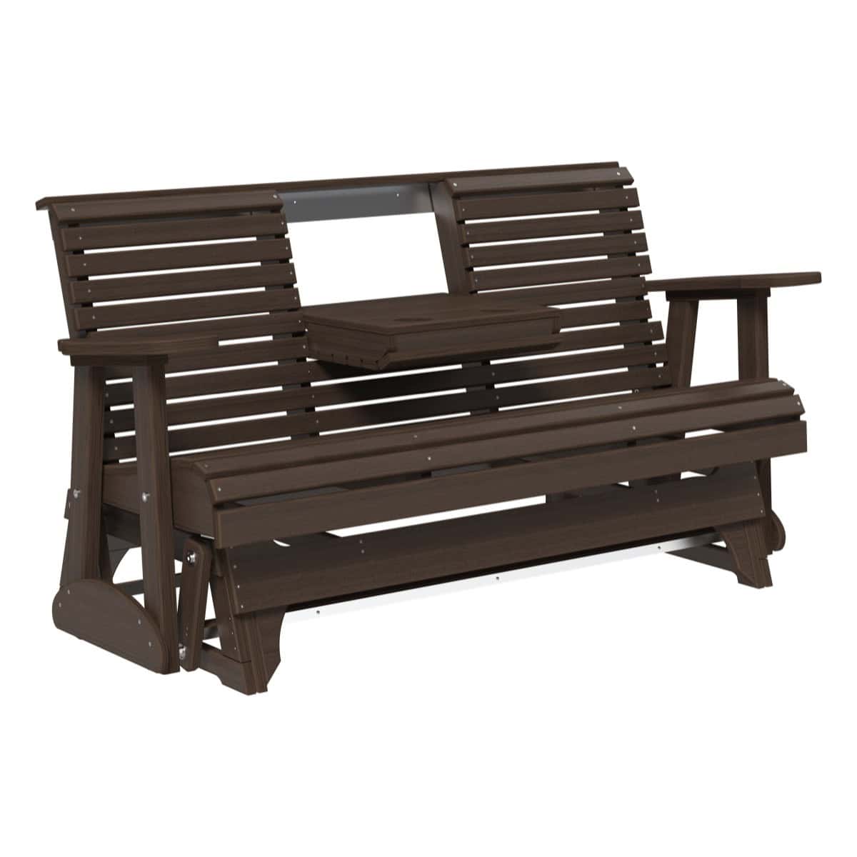 5ft Plain Poly Glider Chair Outdoor Glider 5ft / Brazilian Walnut &amp; Black