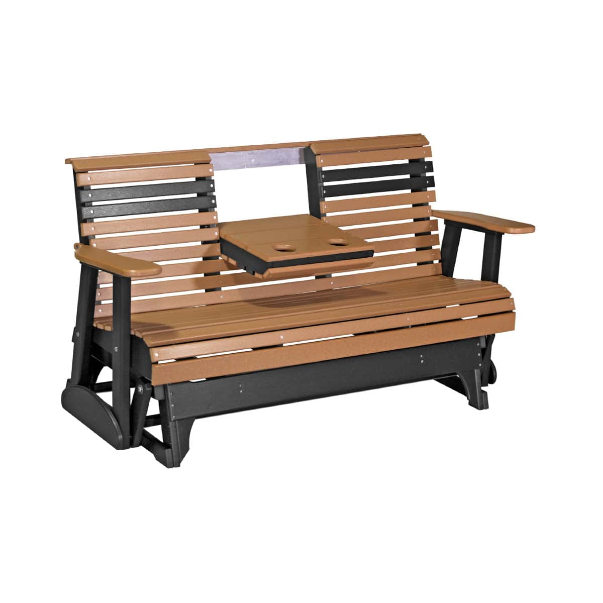 5ft Plain Poly Glider Chair Outdoor Glider 5ft / Cedar &amp; Black
