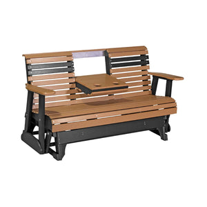 5ft Plain Poly Glider Chair Outdoor Glider 5ft / Cedar & Black