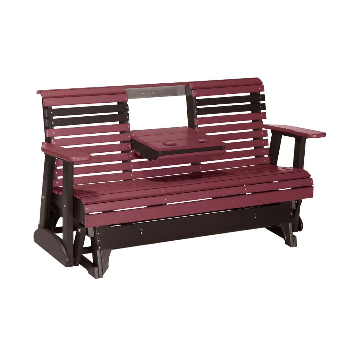 5ft Plain Poly Glider Chair Outdoor Glider 5ft / Cherrywood &amp; Black