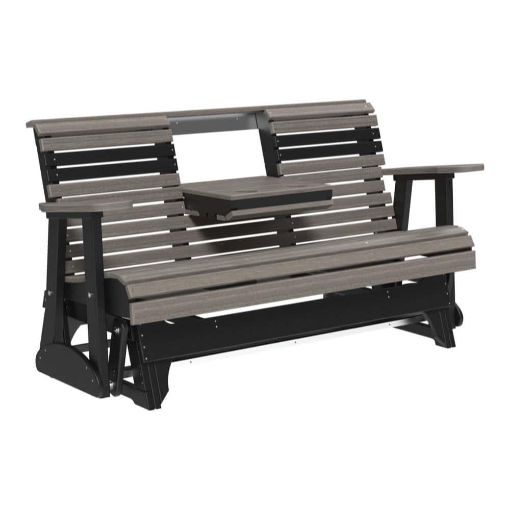 5ft Plain Poly Glider Chair Outdoor Glider 5ft / Coastal Gray &amp; Black