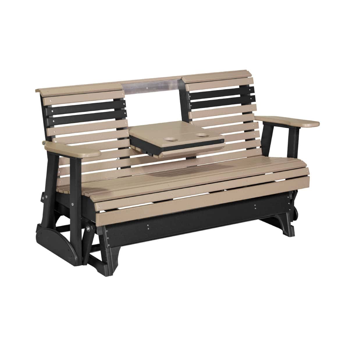 5ft Plain Poly Glider Chair Outdoor Glider 5ft / Weatherwood &amp; Black