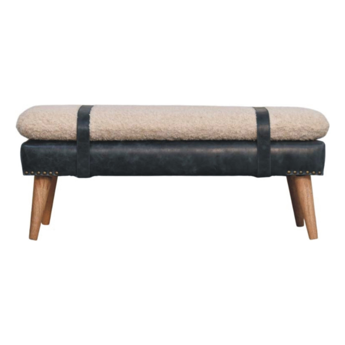Boucle x Olive Green Leather Bench Bench