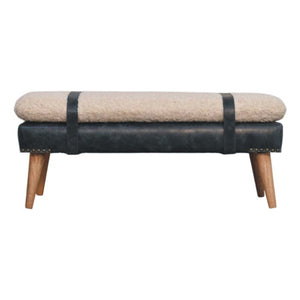 Boucle x Olive Green Leather Bench Bench