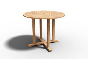 Abel 5-Piece Round Teak Outdoor Dining Set with Folding Armchair Outdoor Dining Set