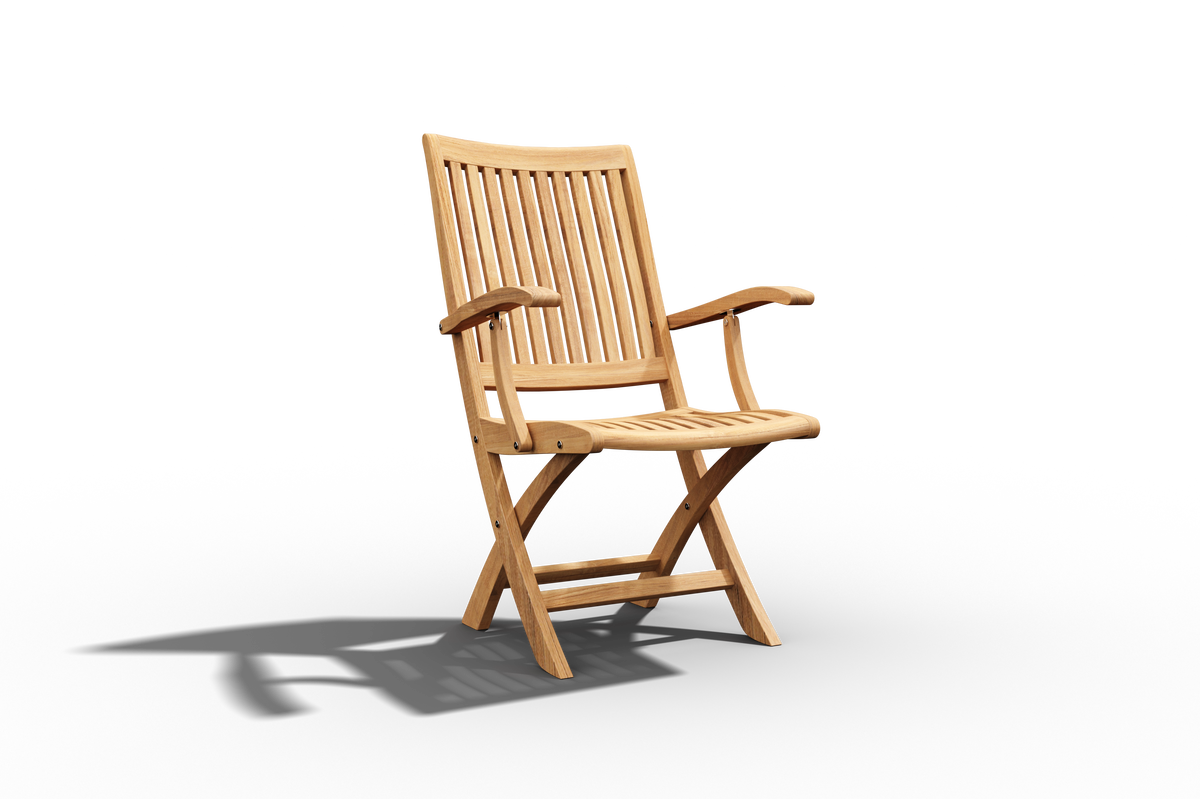 Abel 5-Piece Round Teak Outdoor Dining Set with Folding Armchair Outdoor Dining Set