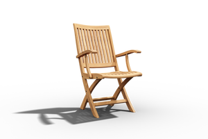 Abel 5-Piece Round Teak Outdoor Dining Set with Folding Armchair Outdoor Dining Set