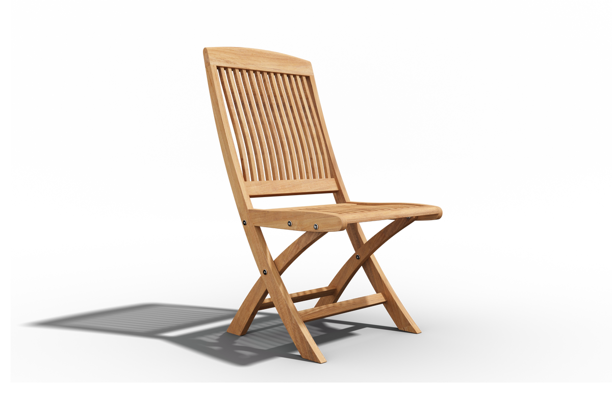 Abel 5-Piece Round Teak Outdoor Dining Set with Folding Chair Outdoor Dining Set