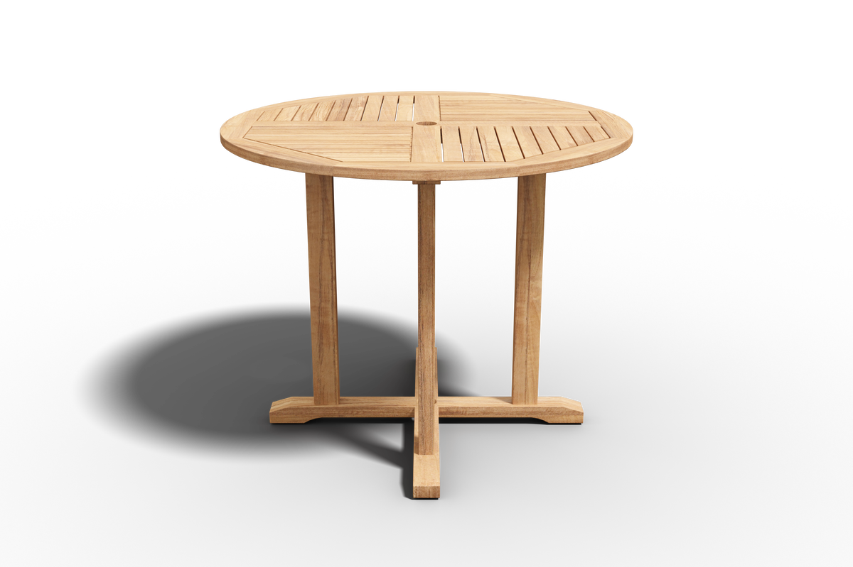 Abel 5-Piece Round Teak Outdoor Dining Set with Folding Chair Outdoor Dining Set