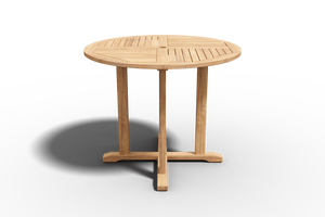 Abel 5-Piece Round Teak Outdoor Dining Set with Folding Chair Outdoor Dining Set