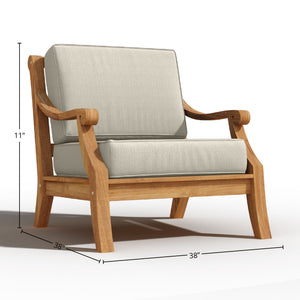 Adrien 4-Piece Teak Outdoor Patio Deep Seating Set with Sunbrella Canvas Cushions Outdoor deep seating