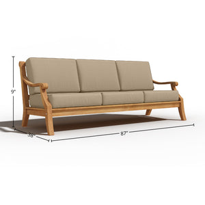 Adrien 4-Piece Teak Outdoor Patio Deep Seating Set with Sunbrella Fawn Cushions Outdoor deep seating