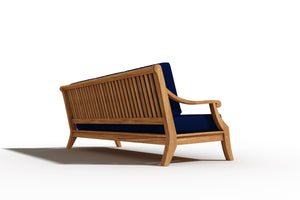 Adrien 4-Piece Teak Outdoor Patio Deep Seating Set with Sunbrella Navy Cushions Outdoor deep seating