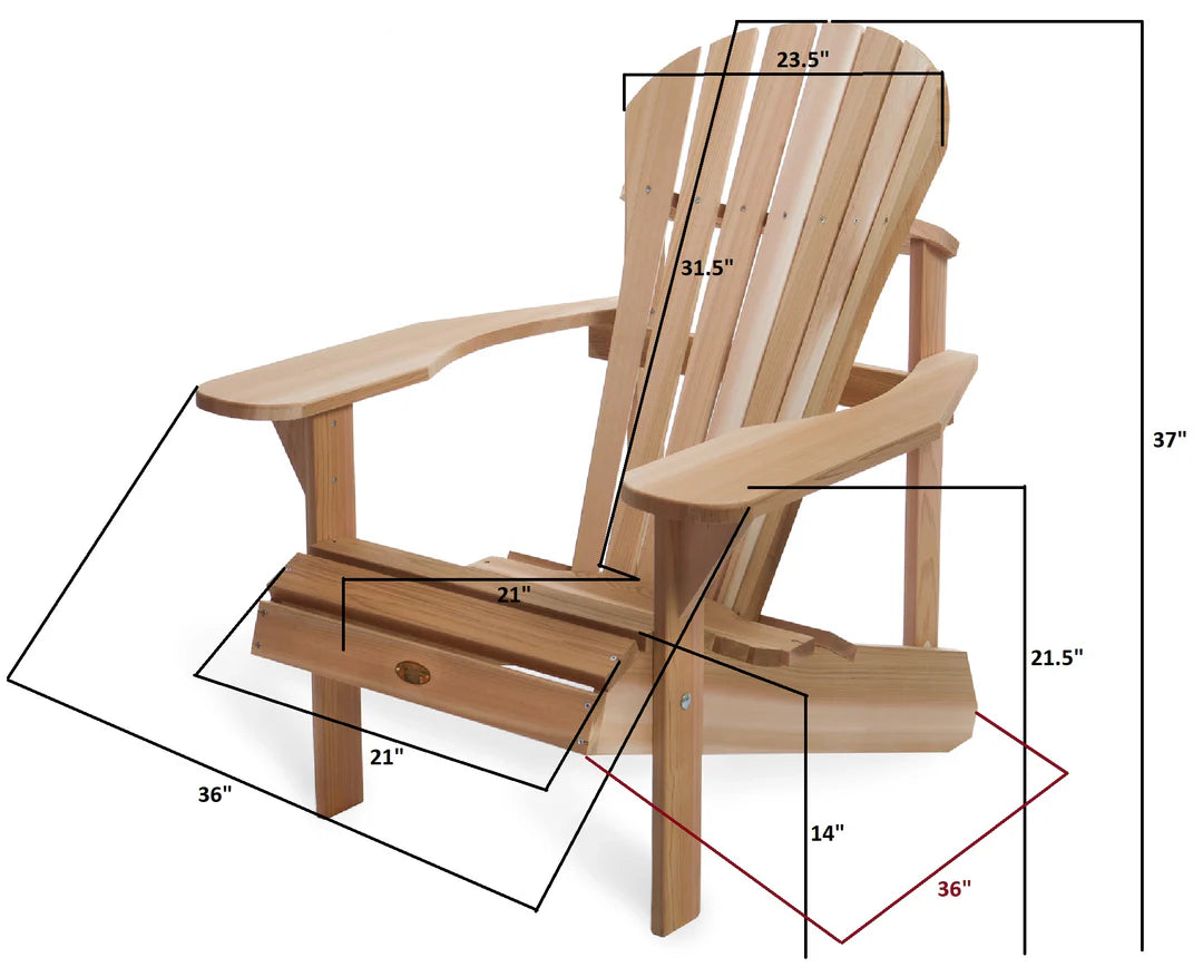 Athena Adirondack Cedar Patio Chair with Wide Arms Rest Adirondack