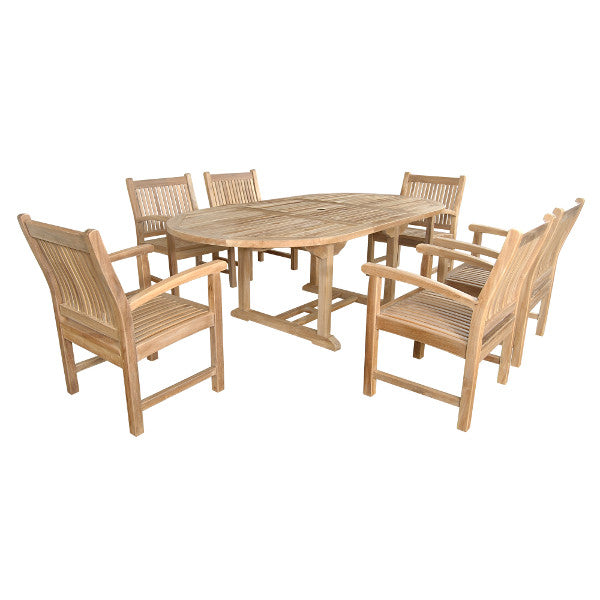 Bahama Sahara Armchair 7-Pieces 87" Oval Dining Set Dining Set