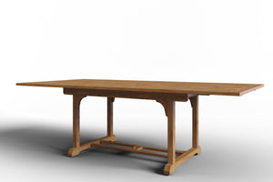 Belmont Rectangular Teak Outdoor Dining Table with Built-In Extension and Umbrella Hole Bar Table