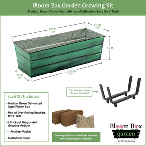 Bloom Box Garden Growing Kit, Medium Green with Clamp-On Brackets Achla Designs