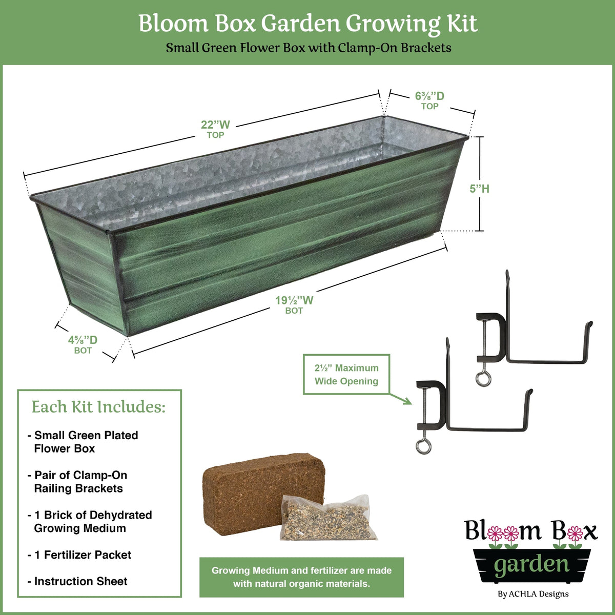 Bloom Box Garden Growing Kit with Wall Brackets Achla Designs