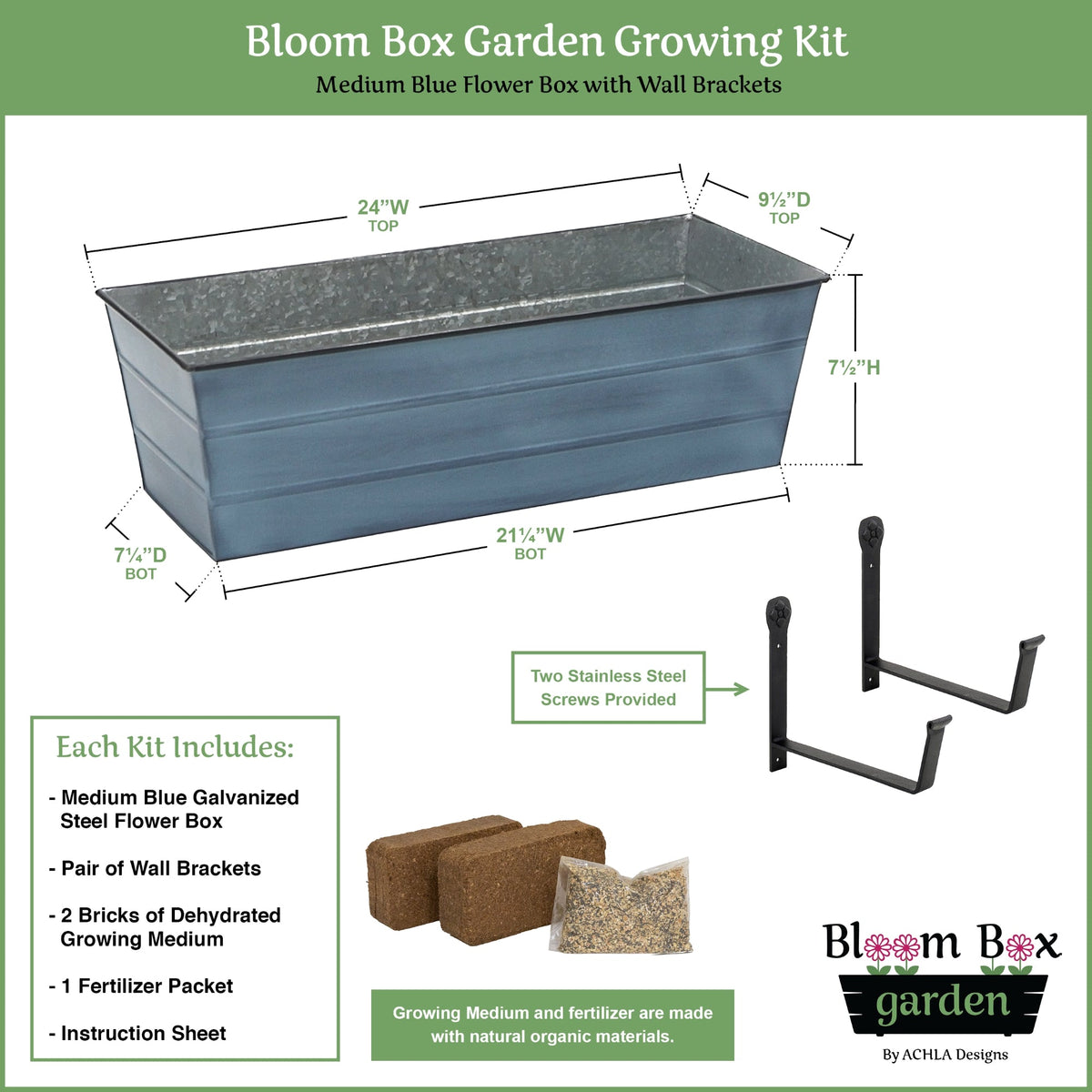 Bloom Box Garden Growing Kit with Wall Brackets Flower Box Brackets