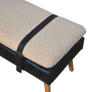 Boucle Buffalo Hide Leather Bench Bench