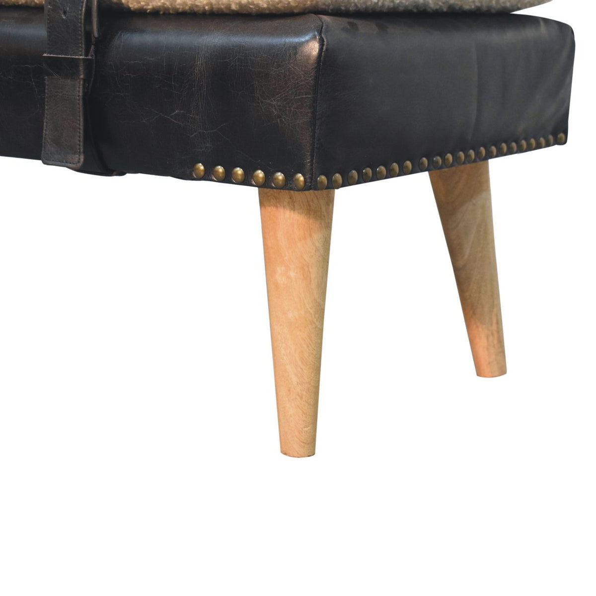 Boucle Buffalo Hide Leather Bench Bench