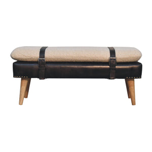 Boucle Buffalo Hide Leather Bench Bench