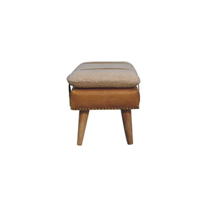Bouclé Buffalo Hide Tan Leather Bench Bench