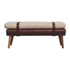 Boucle x Mahogany Leather Bench Bench