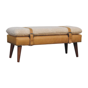Boucle x Tan Leather Bench Bench