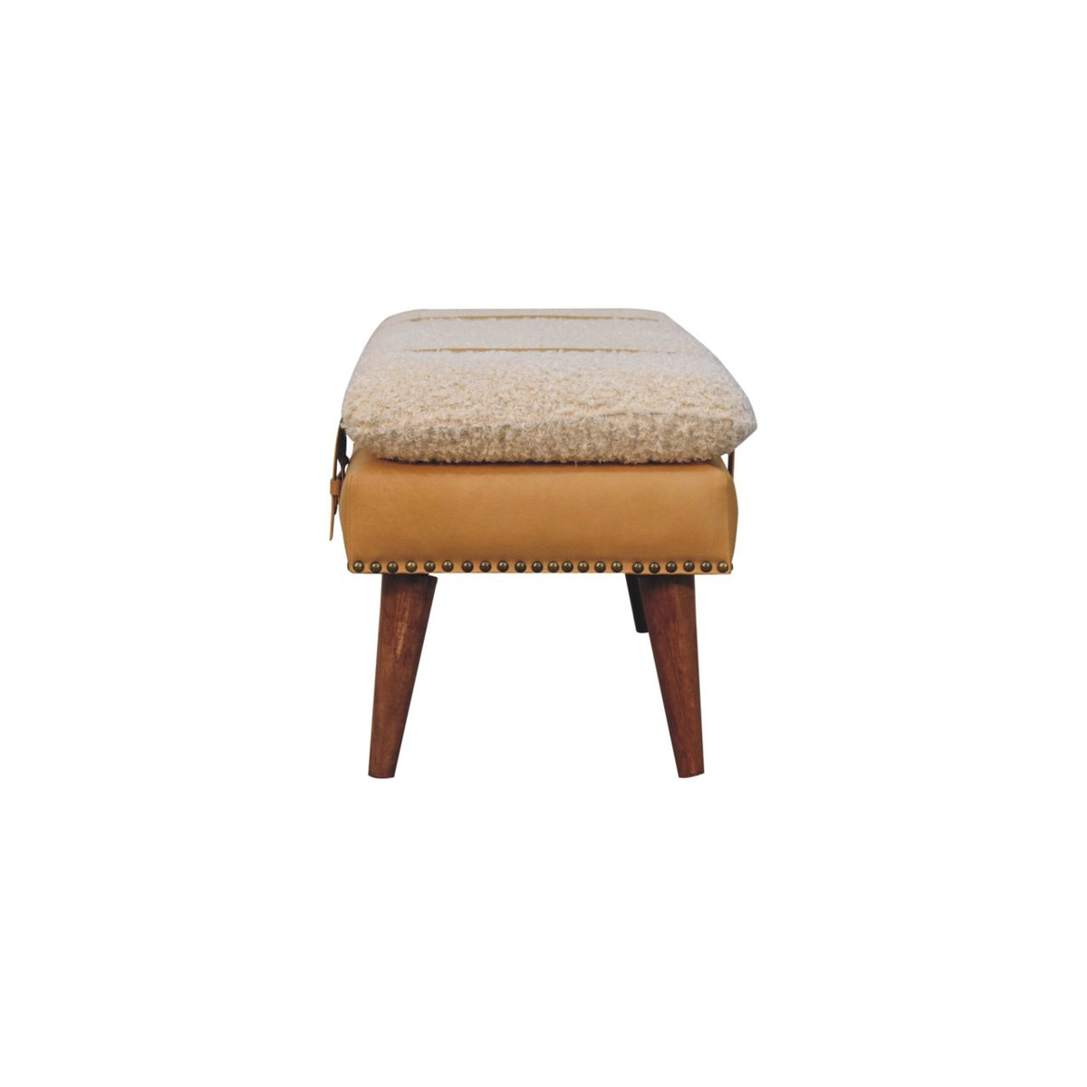Boucle x Tan Leather Bench Bench