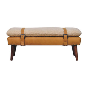 Boucle x Tan Leather Bench Bench