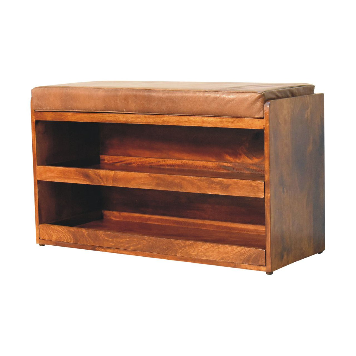 Buffalo Hide Pull out Chestnut Shoe Storage Bench Bench
