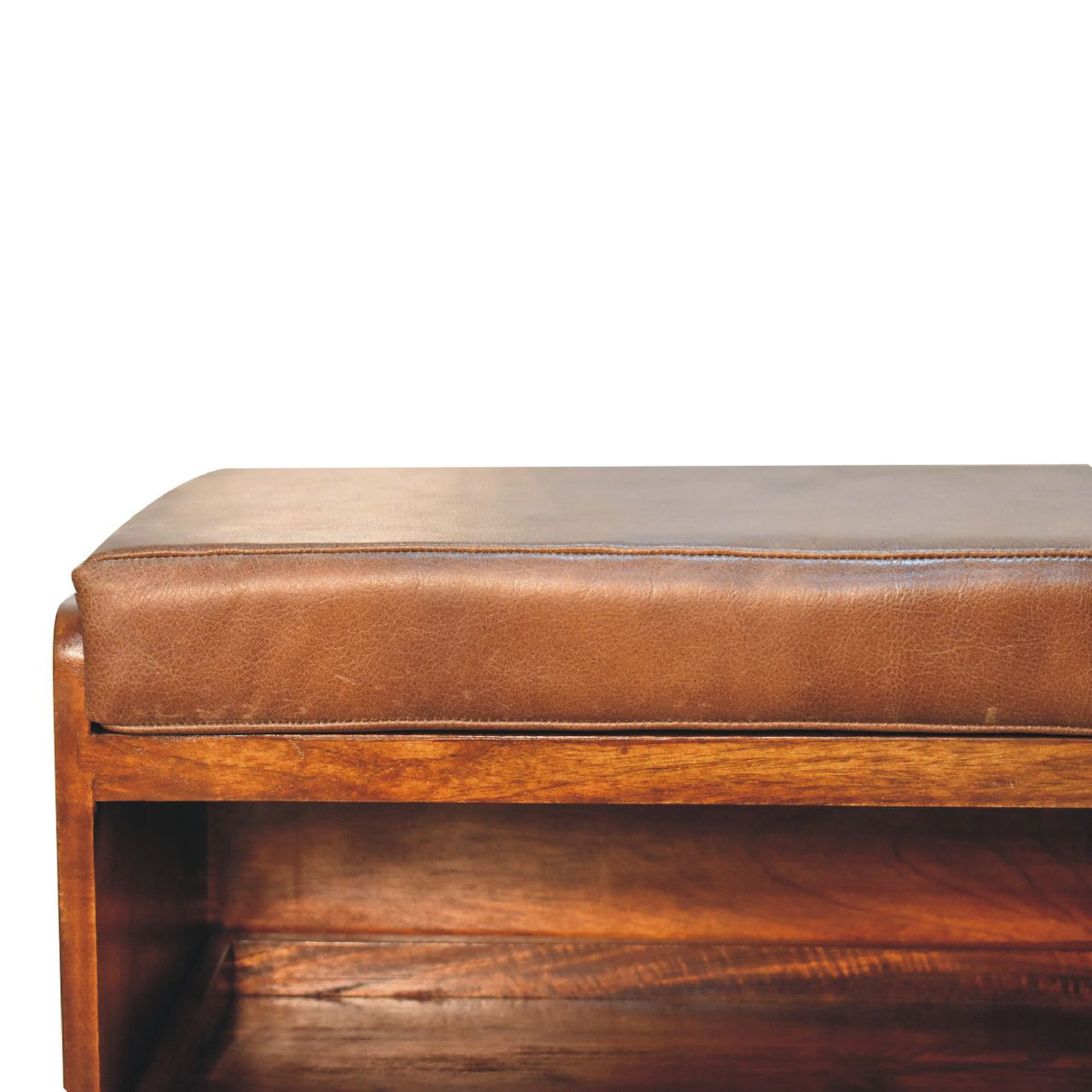 Buffalo Hide Pull out Chestnut Shoe Storage Bench Bench