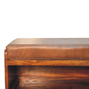 Buffalo Hide Pull out Chestnut Shoe Storage Bench Bench