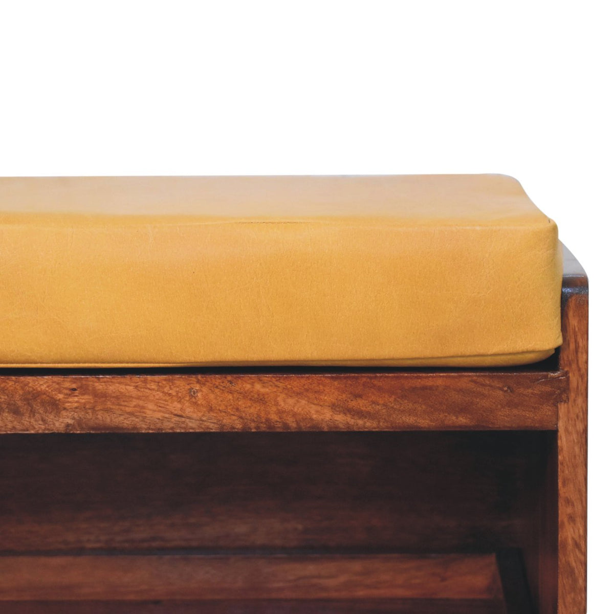 Buffalo Hide Pull Out Honey Caramel Shoe Storage Bench Bench