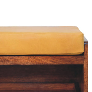 Buffalo Hide Pull Out Honey Caramel Shoe Storage Bench Bench