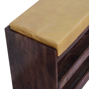 Buffalo Hide Pull Out Honey Caramel Shoe Storage Bench Bench