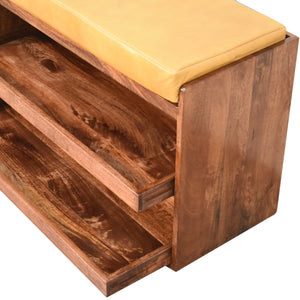 Buffalo Hide Pull Out Honey Caramel Shoe Storage Bench Bench