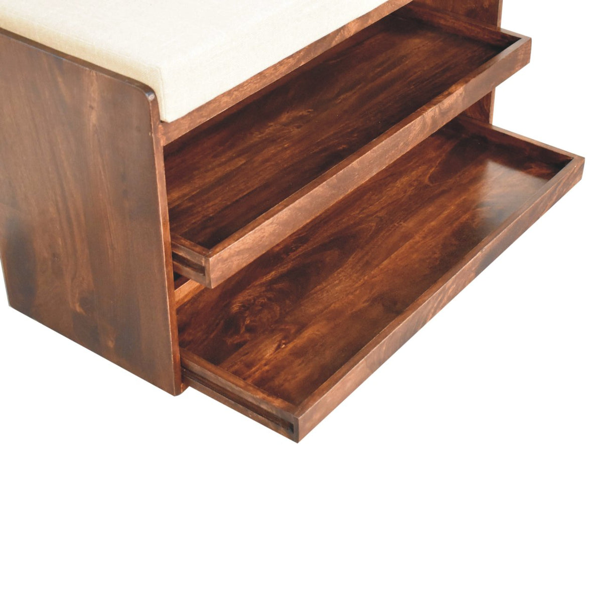 California Walnut & Mud Linen Pull Out Shoe Bench Bench