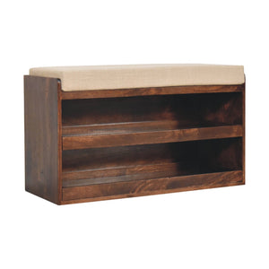 California Walnut & Mud Linen Pull Out Shoe Bench Bench