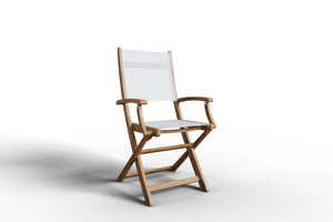 Cateline 7-Piece Rectangular Teak Outdoor Dining Set in White with Folding Armchairs Outdoor Dining Set