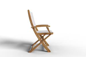 Cateline 7-Piece Rectangular Teak Outdoor Dining Set in White with Folding Armchairs Outdoor Dining Set