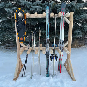 Cedar Log Ski Storage Rack Lounge Chair